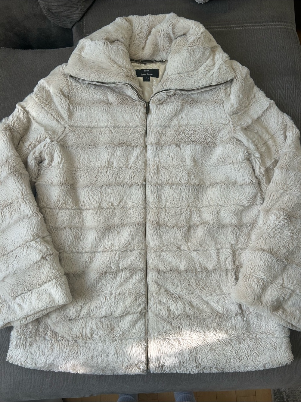 Dennis Basso Cream Faux Fur Coat